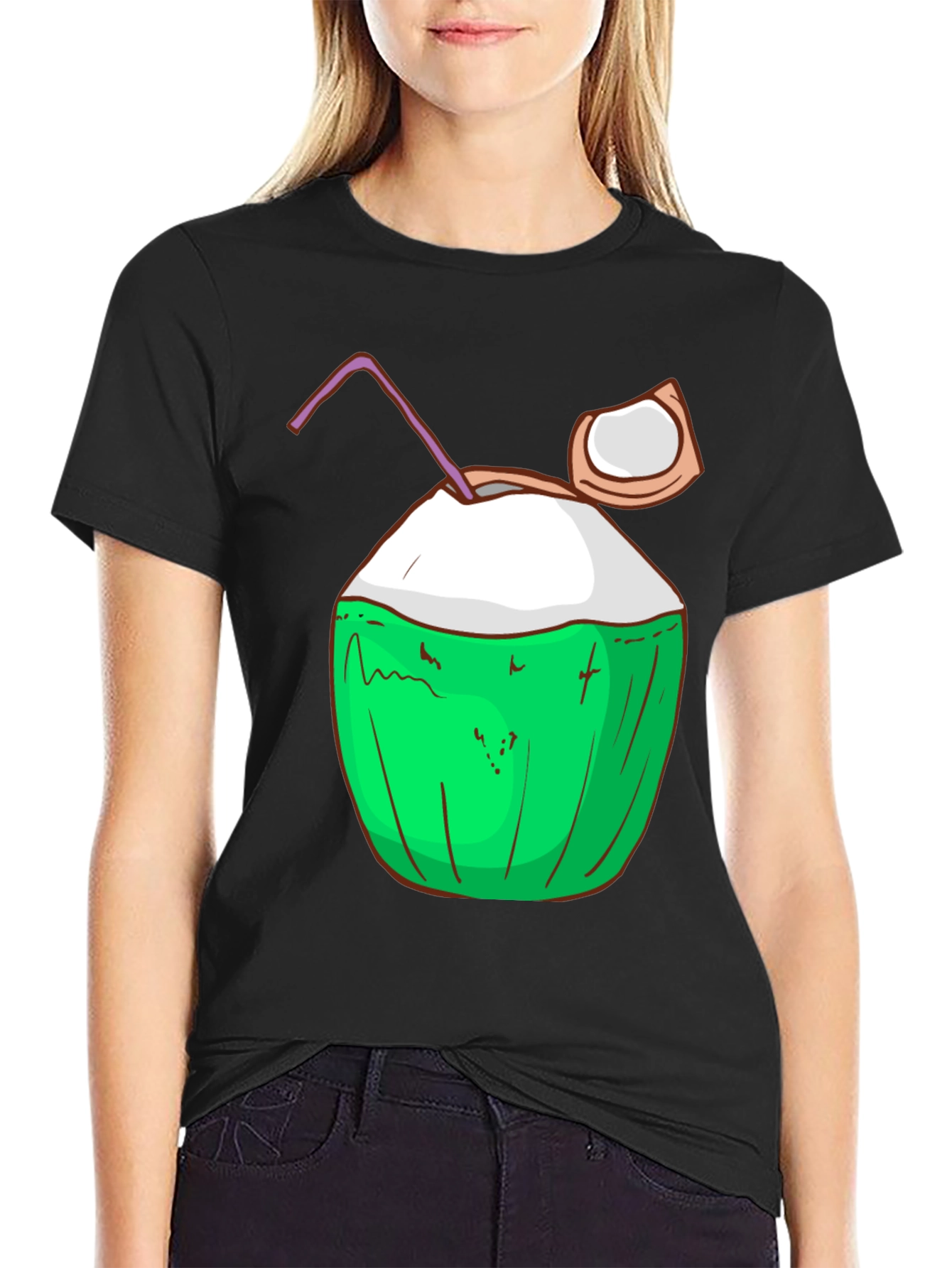Coconut Drink Graphic Tee - Tropical Summer Vibes