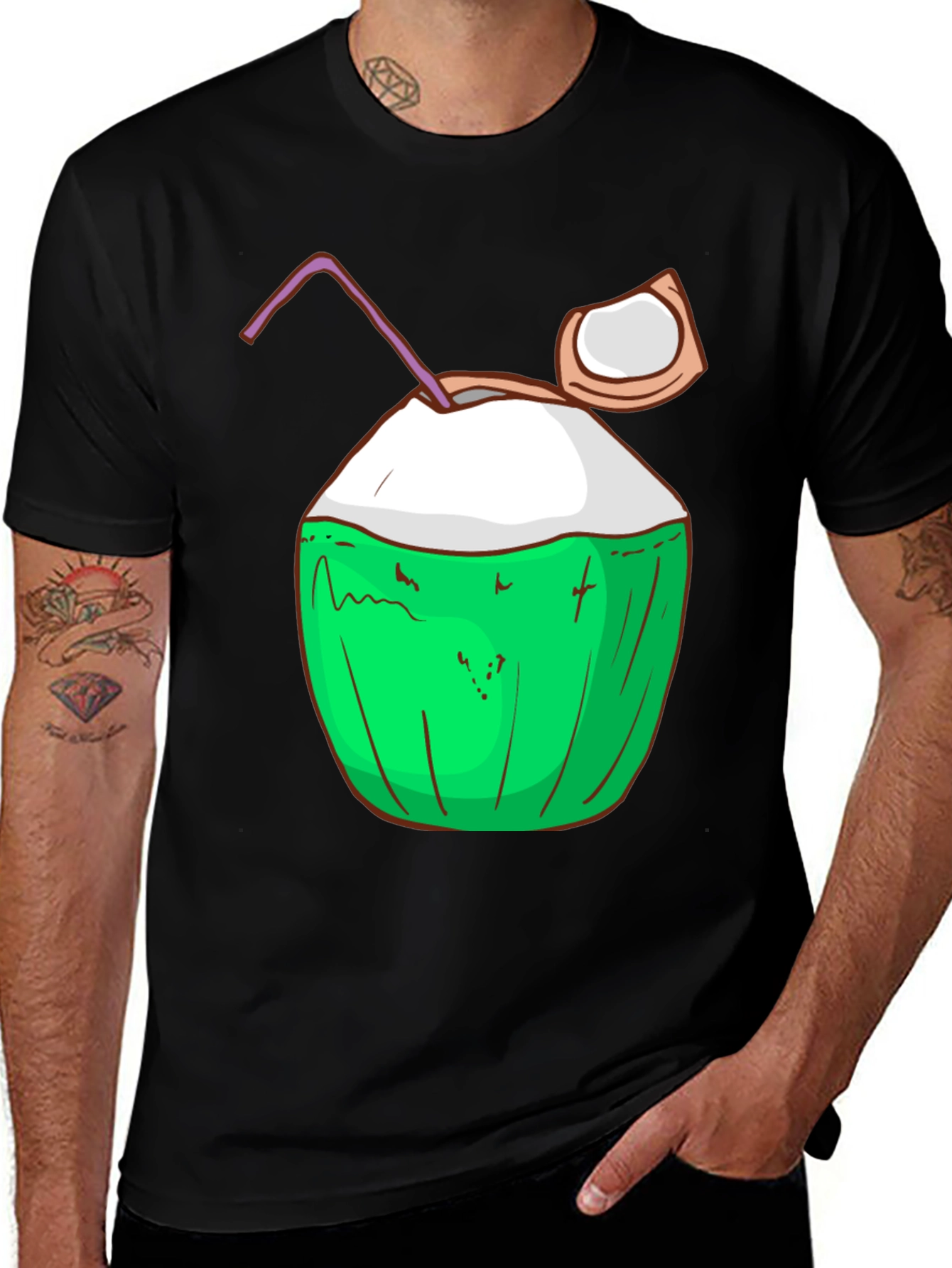 Coconut Drink Graphic Tee - Tropical Summer Vibes