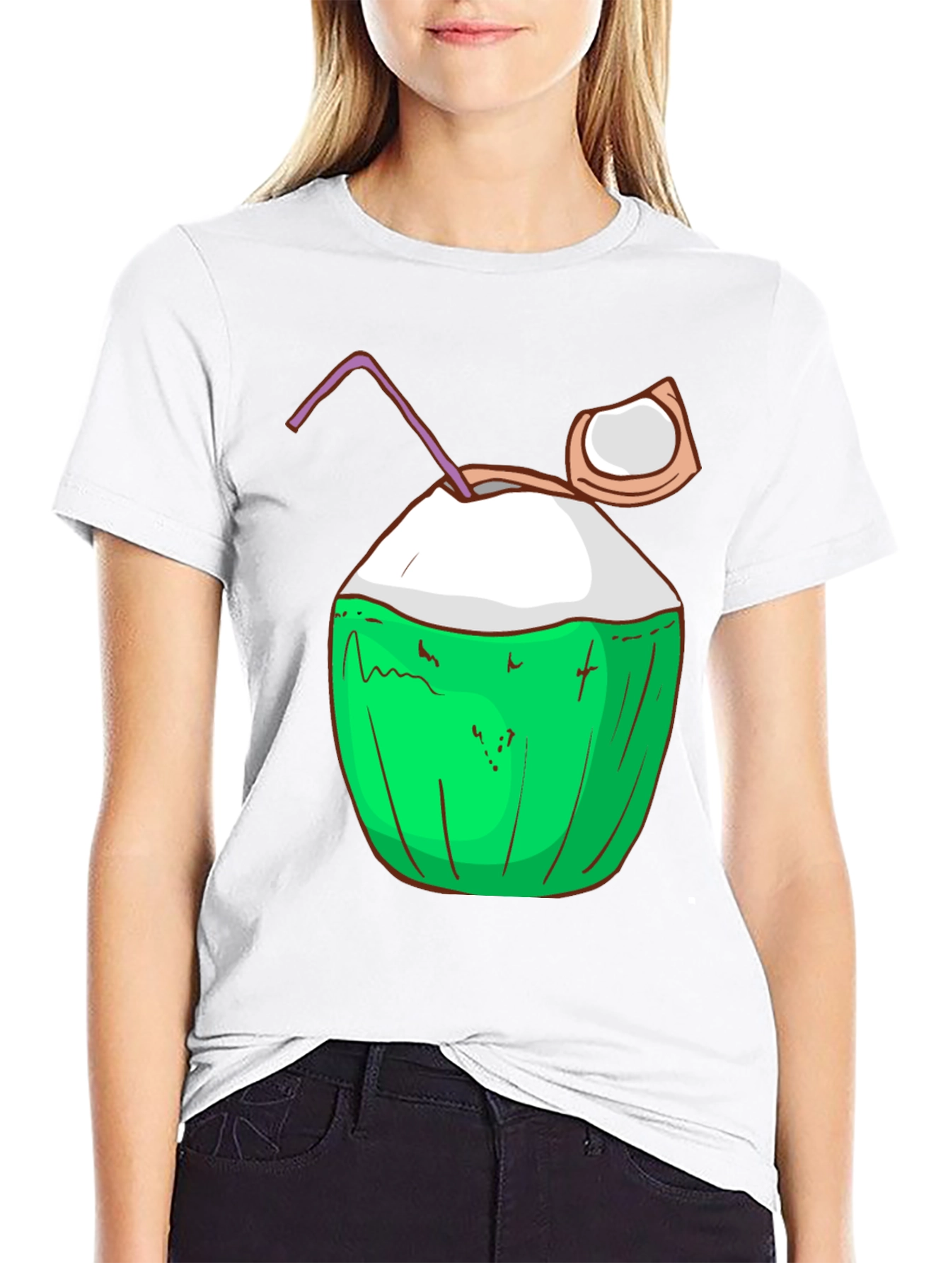 Coconut Drink Graphic Tee - Tropical Summer Vibes