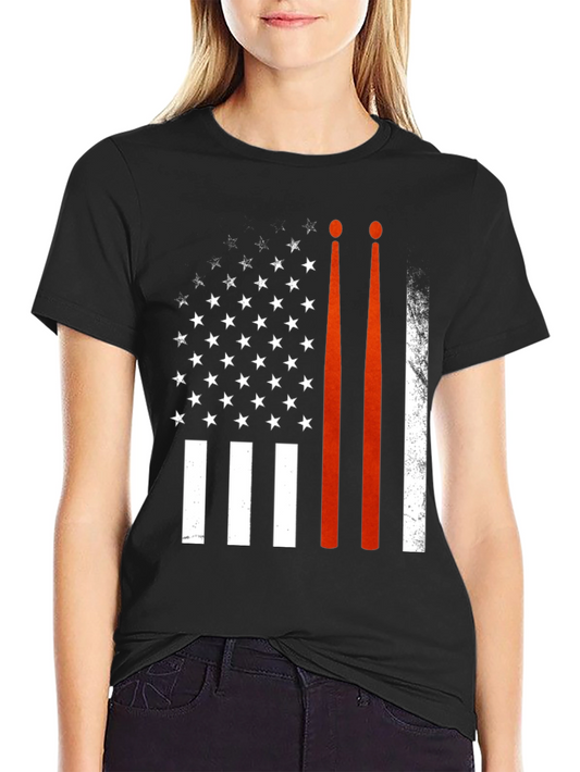 Drummer American Flag Graphic Tee