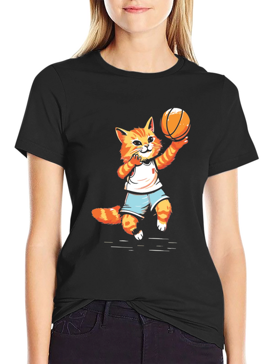 Basketball Cat Graphic T-Shirt