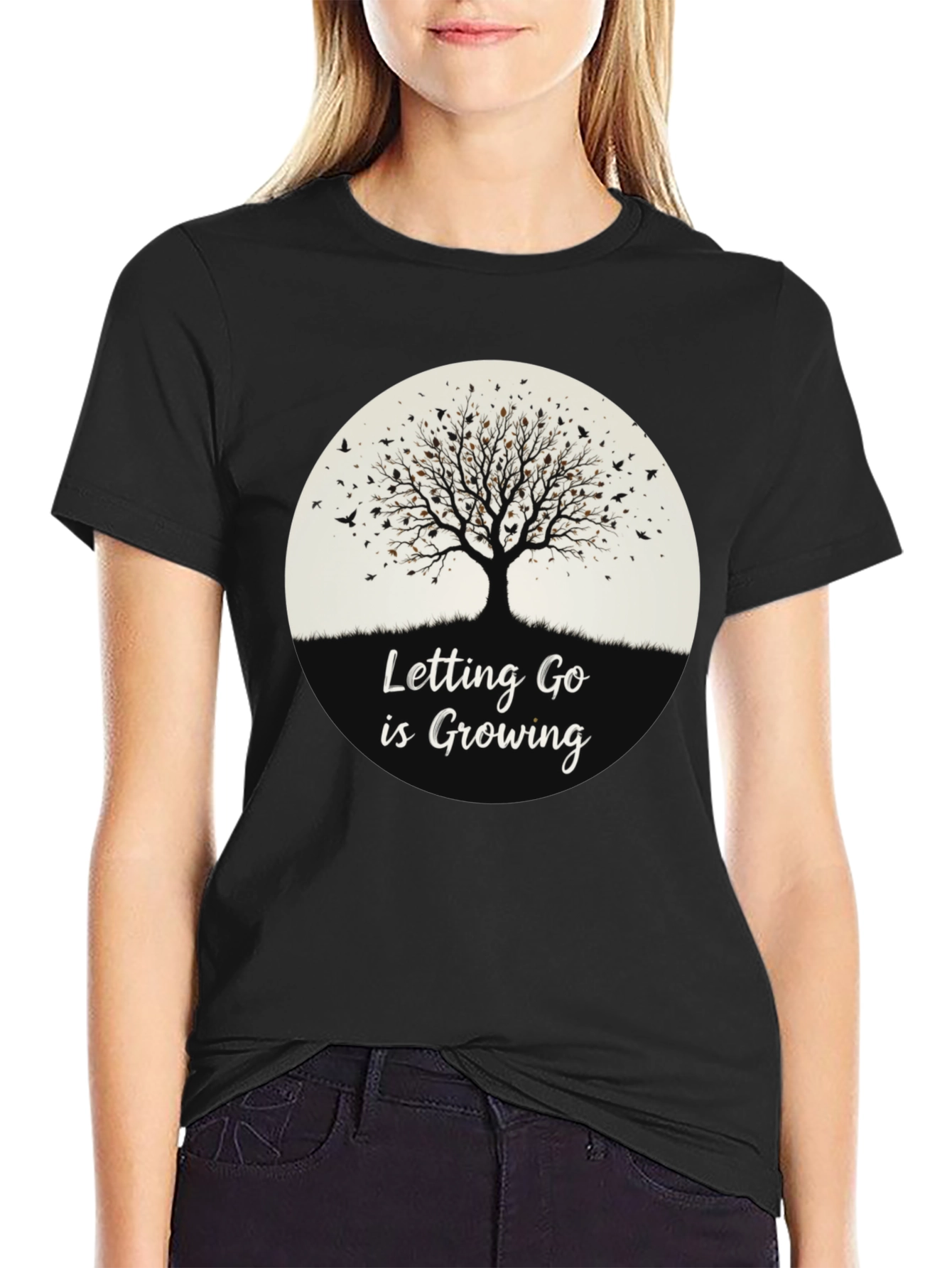 Letting Go is Growing Black Graphic Tee