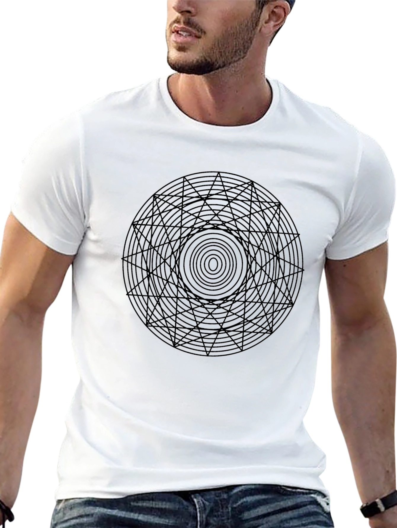 Geometric Circle Graphic T-Shirt - Black