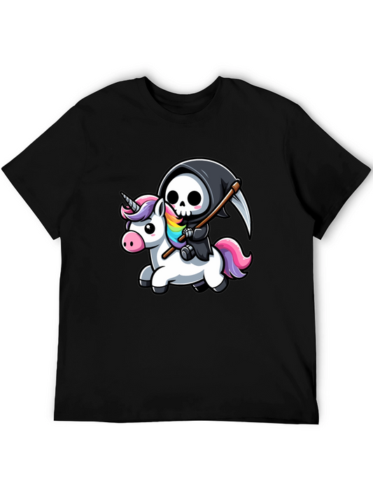 Grim Reaper Unicorn T-Shirt - Cute Cartoon Style