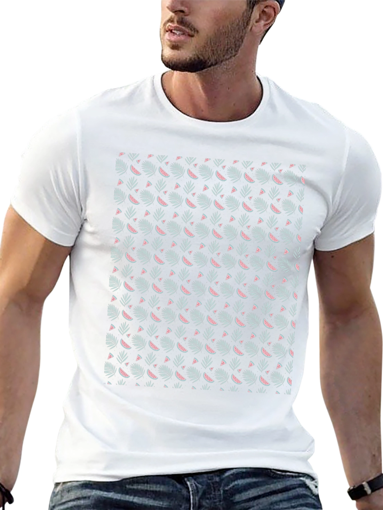 Tropical Pattern Black T-Shirt