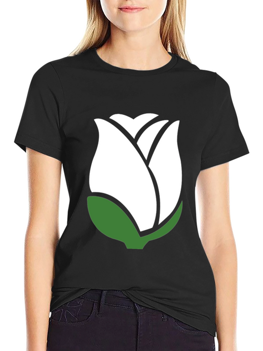 White Rose Graphic Black T-Shirt - Stylish Casual Wear