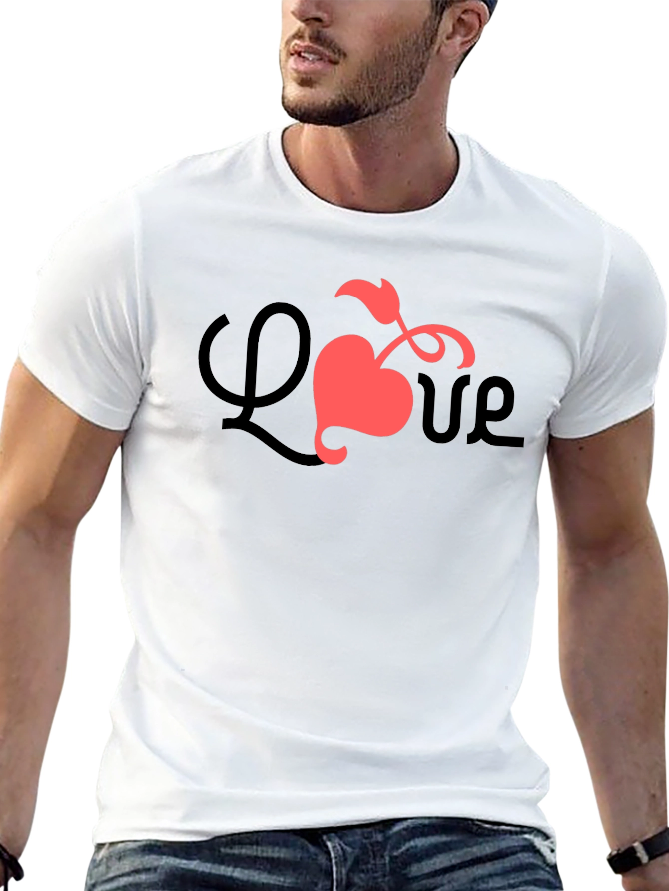 Love Heart Graphic Tee - Black Casual Shirt