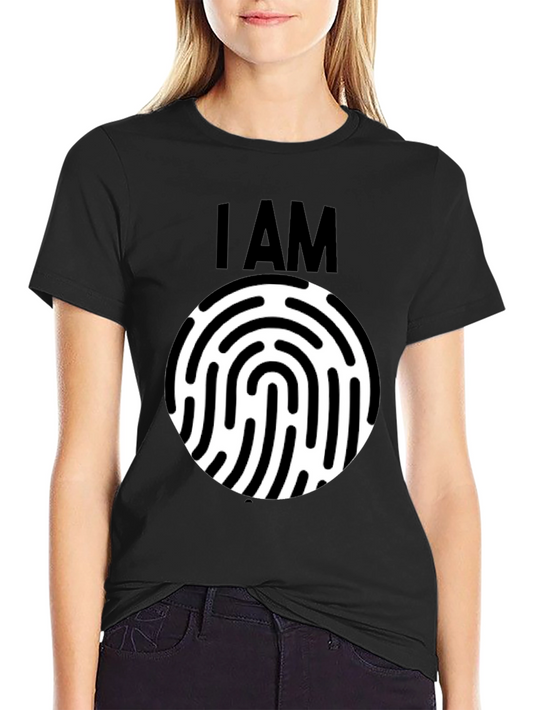 I AM Fingerprint Black Graphic Tee - Unique Identity Shirt