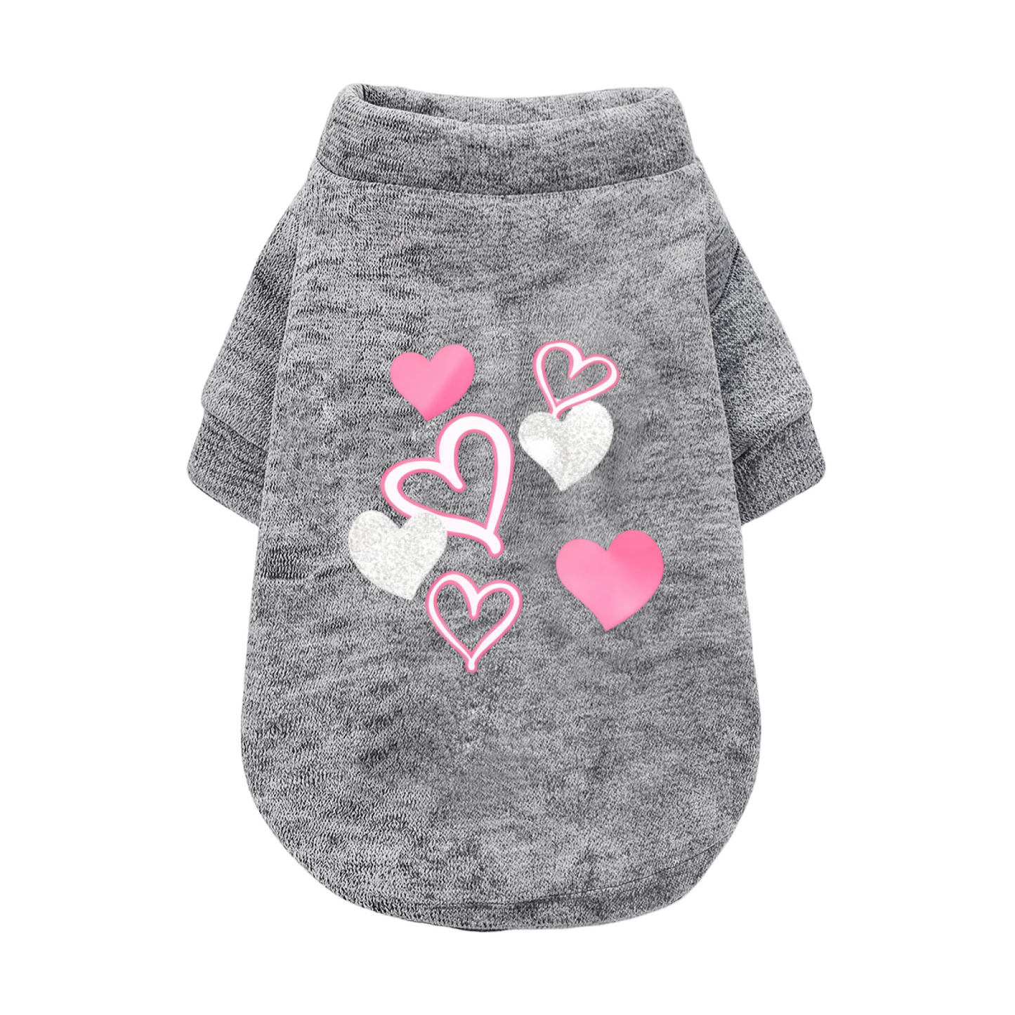 Glitter Pink Silver Heart Romantic Black Puppy Cardigan Sweater