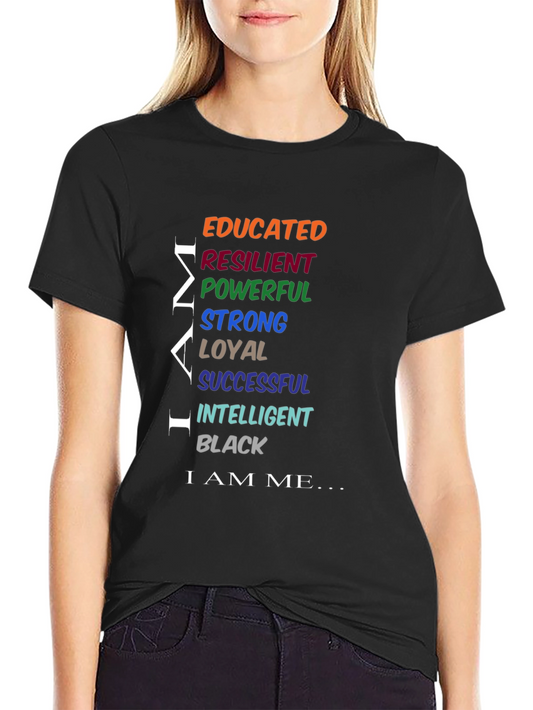 Empowered Man Black T-Shirt: Educated Resilient Strong