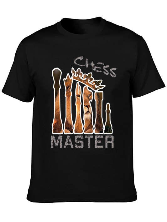 Chess Master Lion Graphic Tee - Black