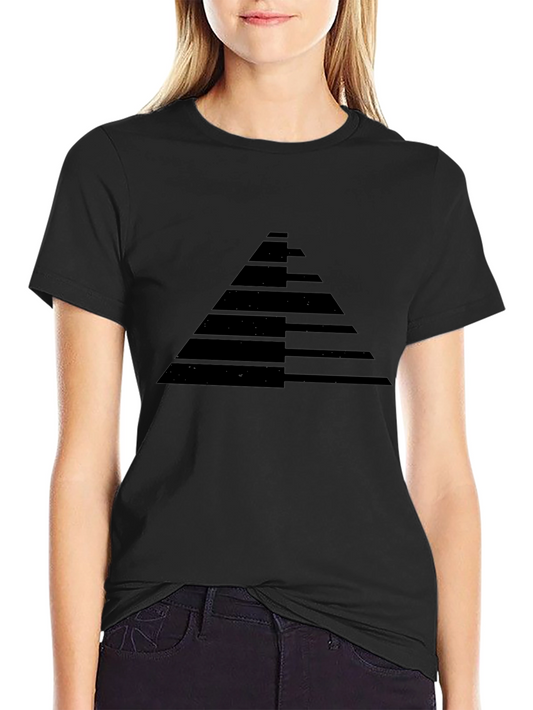 Mens Black Graphic Tee - Geometric Pyramid Design