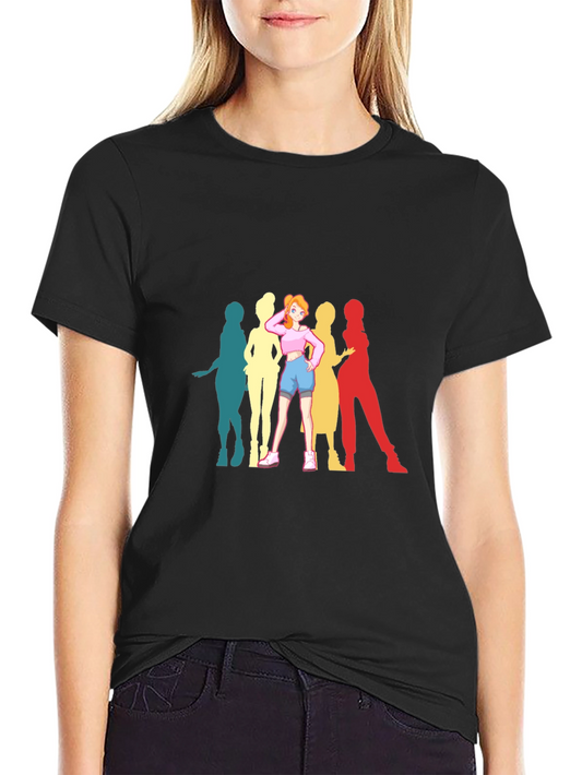 Anime Girl Retro T-Shirt - Black Cotton Tee