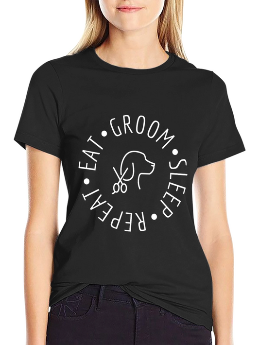 Eat Groom Sleep Repeat Dog Graphic T-Shirt