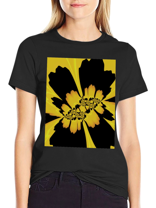 Abstract Floral Graphic Black T-Shirt