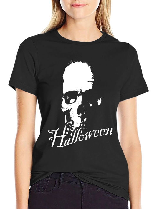 Halloween Horror T-Shirt - White Skull Graphic Tee