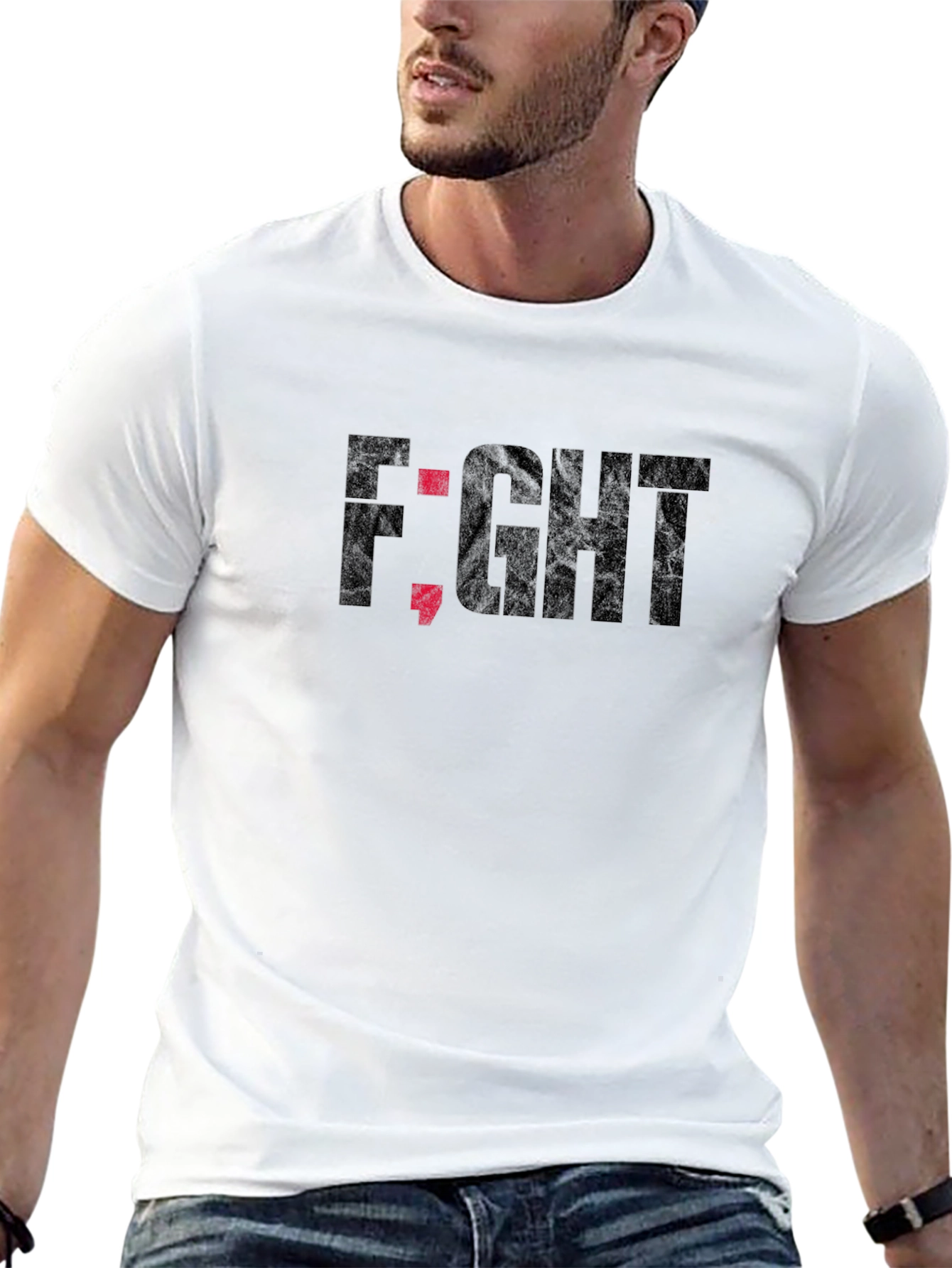 Fight Semicolon Graphic Tee - Mental Health Awareness Shirt