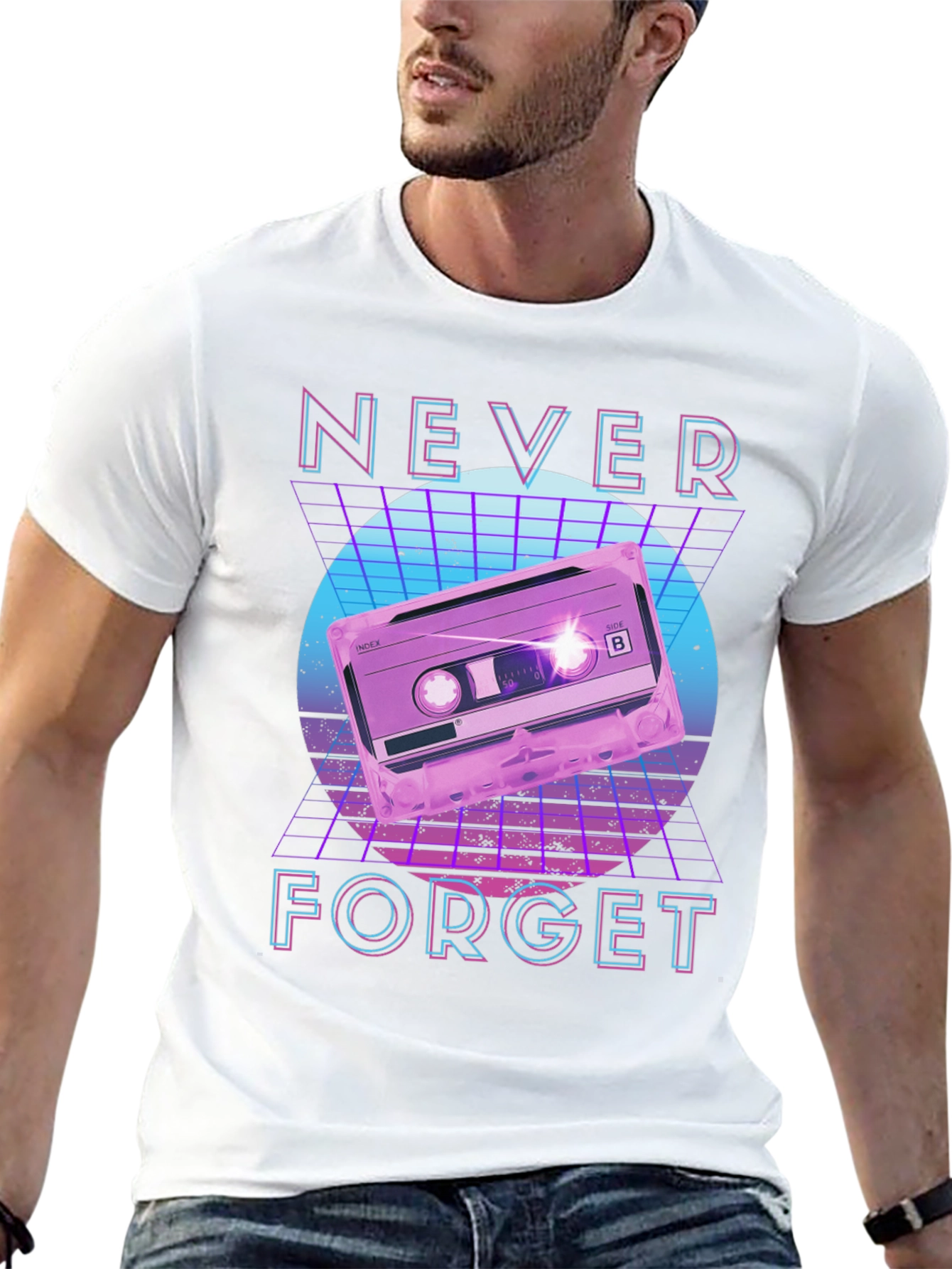 Retro 80s Cassette Tape Never Forget Graphic Tee