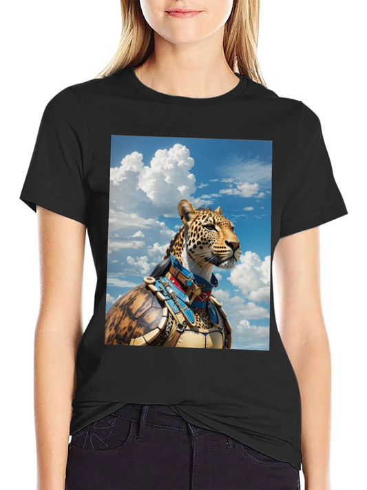 Leopard Warrior Graphic Tee - Black Cotton Comfort