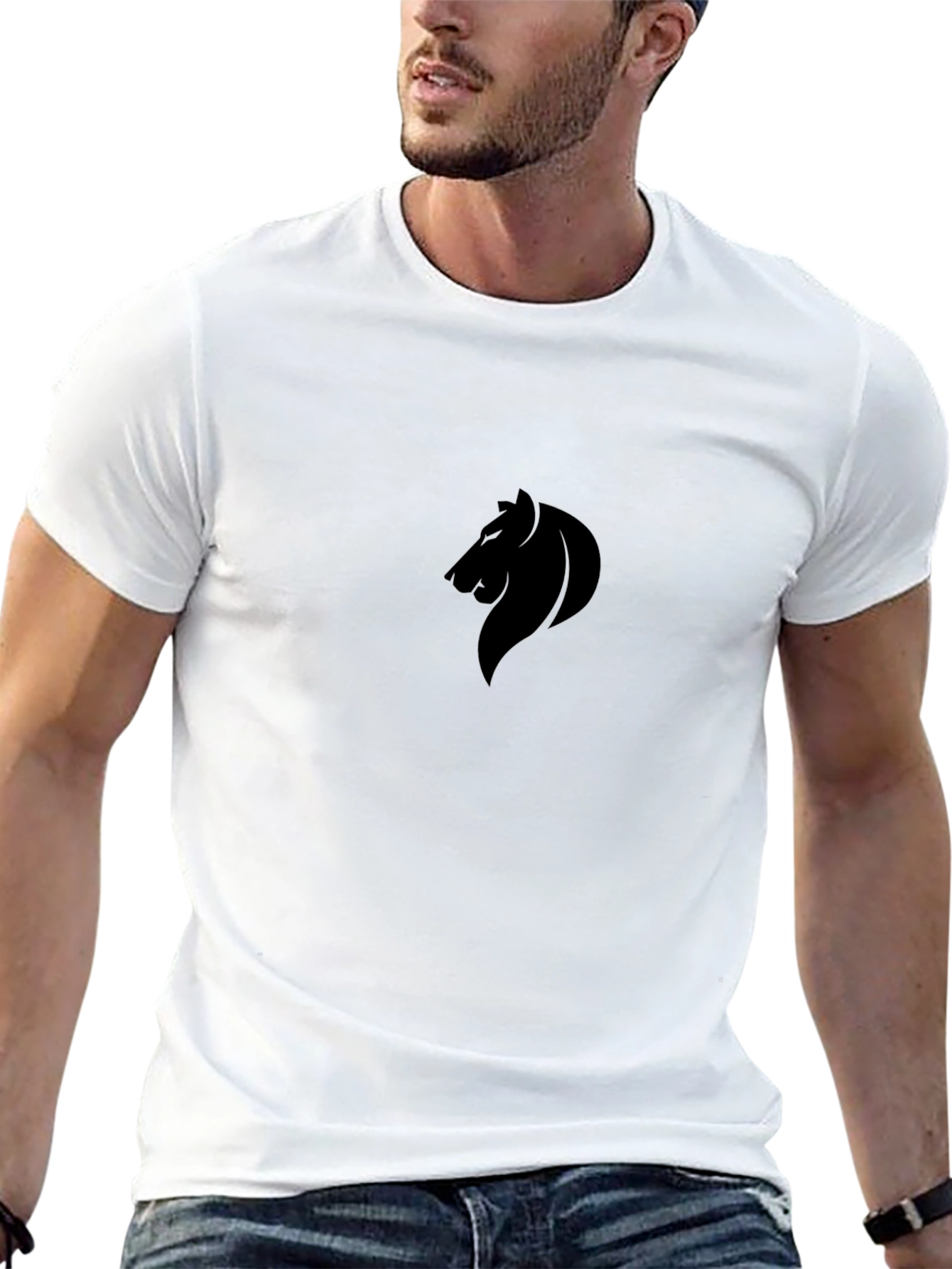 Lion Silhouette Black Tee - Modern Style
