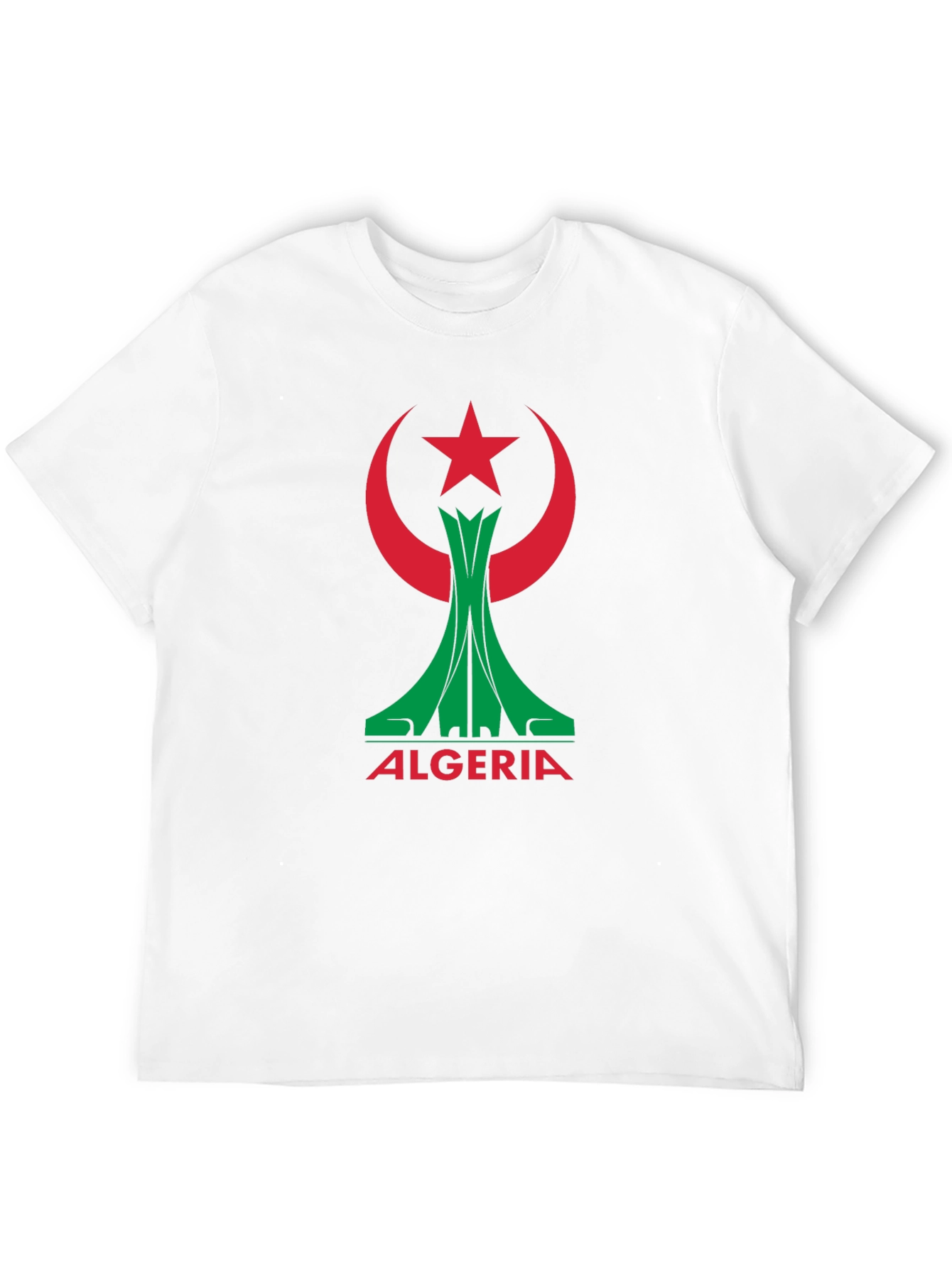 Algeria Flag Graphic Tee - Black Cotton T-Shirt