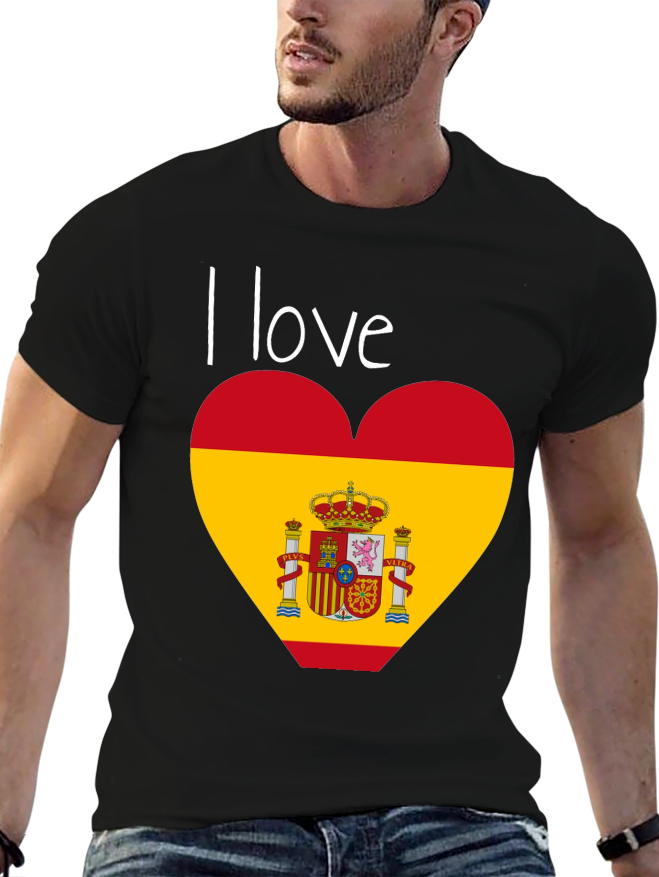 I Love Spain T-Shirt - Black Cotton Tee