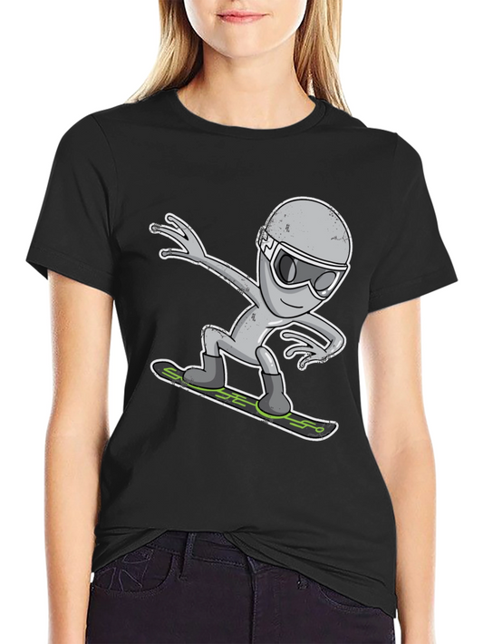 Alien Snowboarding T-Shirt - Cool Graphic Tee