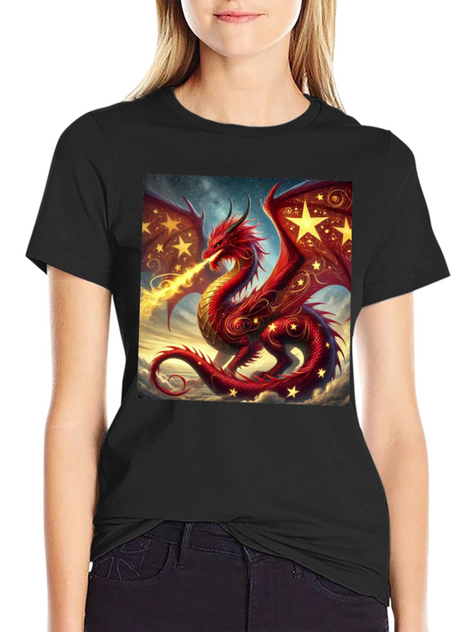 Fiery Dragon Graphic Tee - Fantasy Style