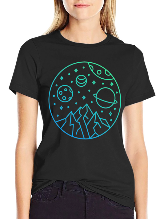 Cosmic Mountain Graphic T-Shirt - Black