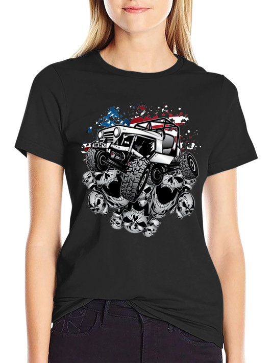 Skull Jeep Patriotic Mens T-Shirt