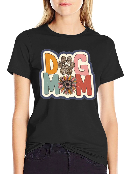 Dog Mom Tee - Floral Paw Print Design