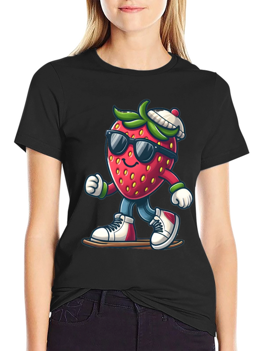 Cool Strawberry Graphic Tee - Black