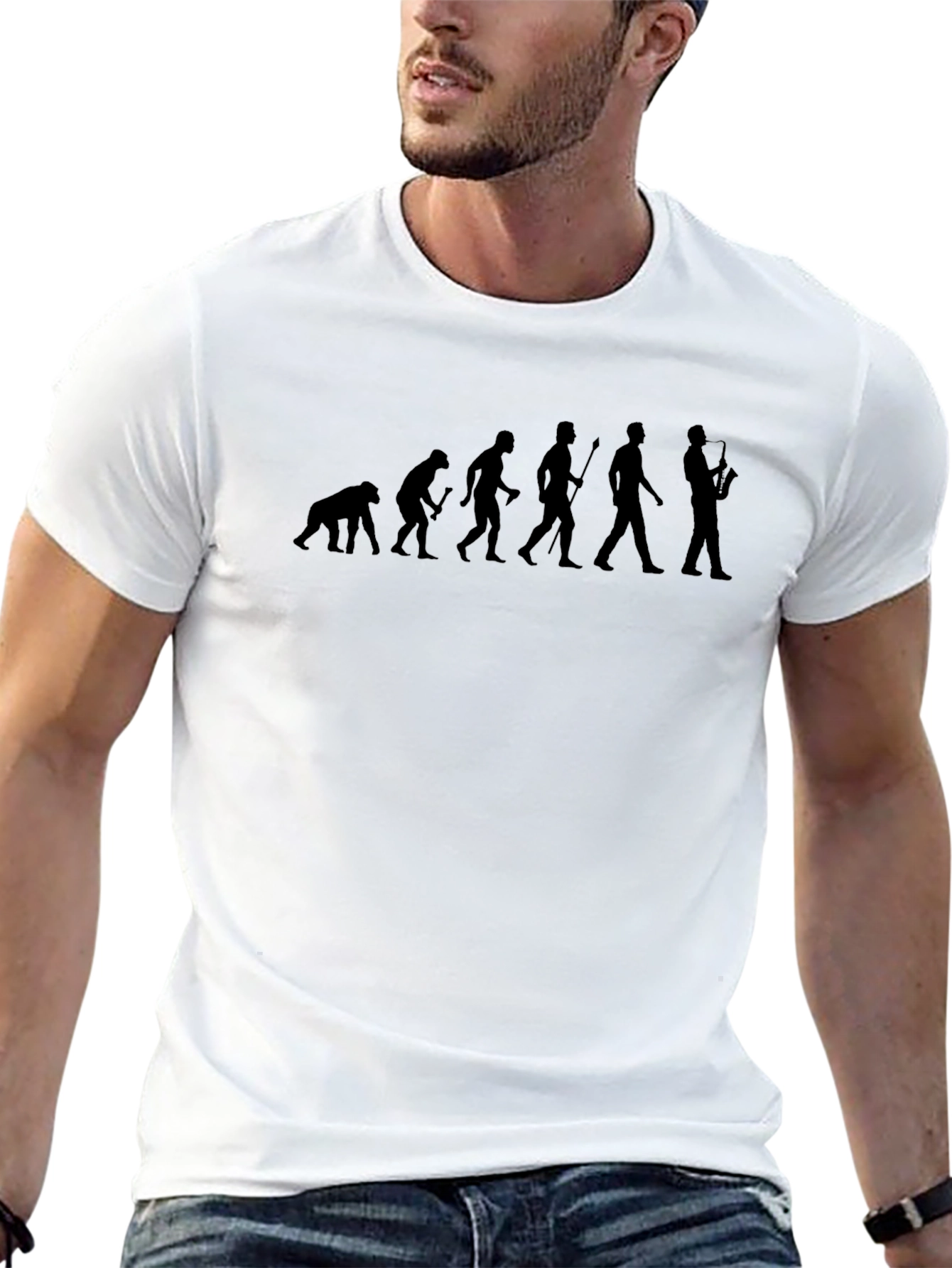 Evolution of Saxophone Player Graphic Tee