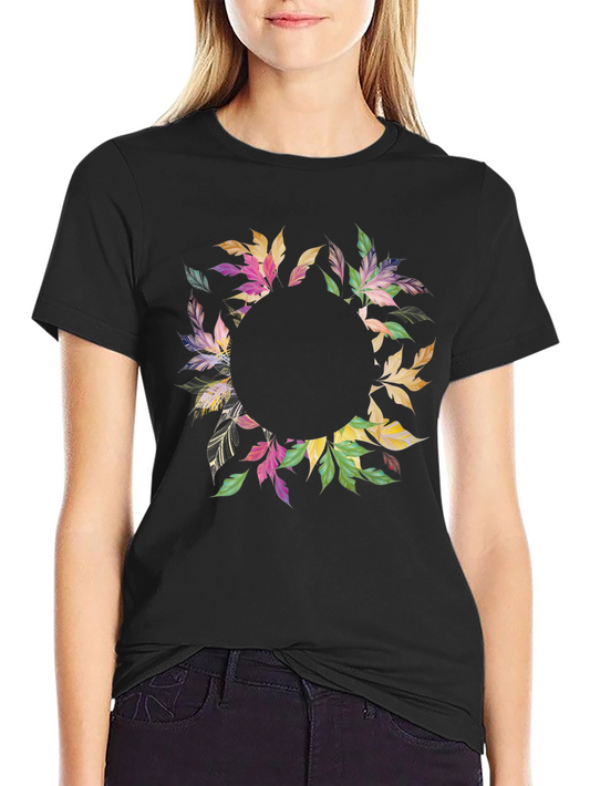 Floral Wreath Black T-Shirt