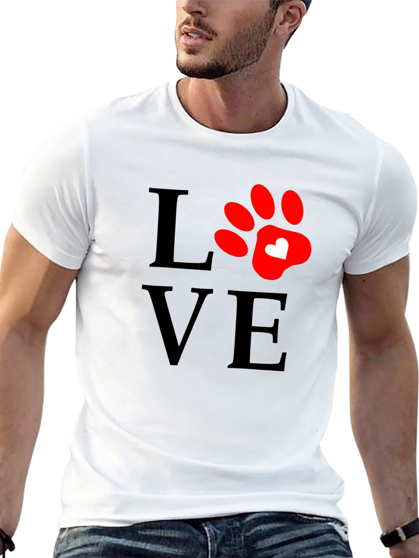 Love Paw Print T-Shirt - Casual Comfort Tee