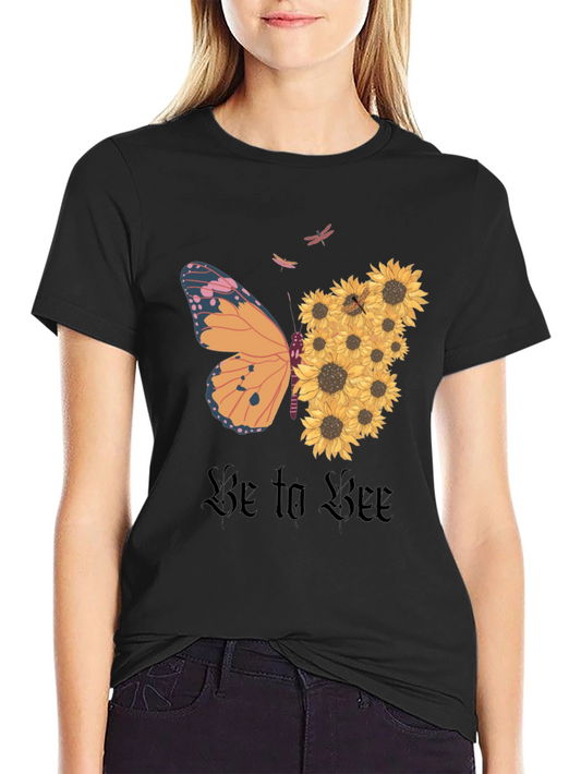 Butterfly Sunflower Graphic Tee - Nature Inspired T-Shirt