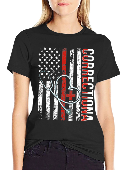 Corrections Nurse American Flag Graphic Tee
