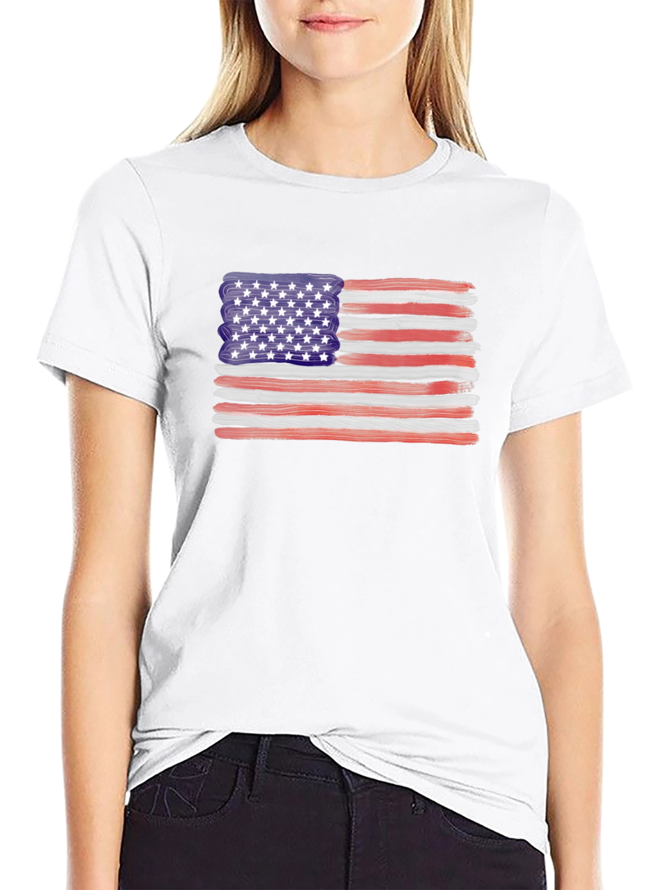 American Flag Brush Stroke Tee