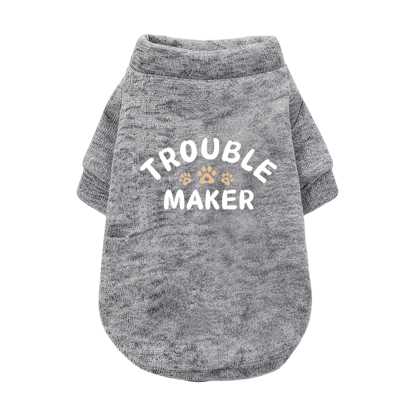 Black Trouble Maker Paw Print Funny Puppy Daily Wear Sweater