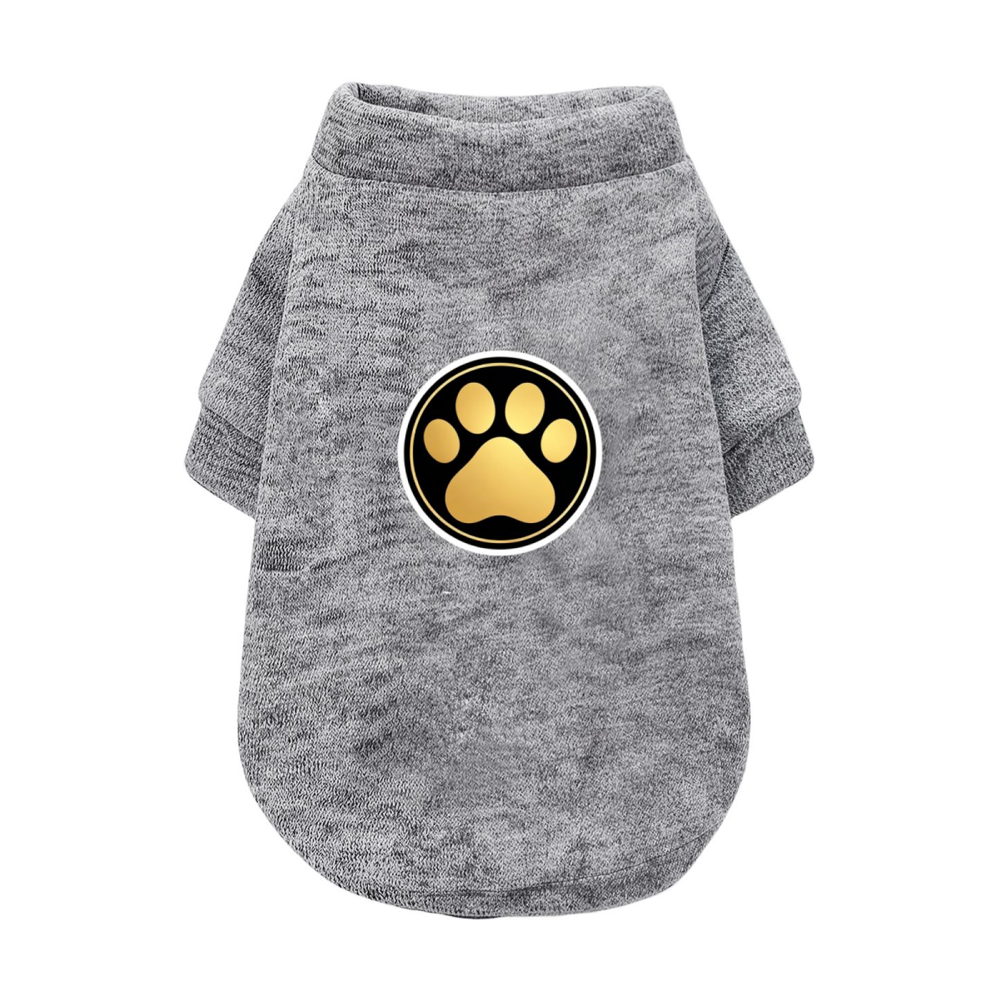 Luxury Golden Paw Print Circle Dog Cardigan Sweater, Stylish Pet Daily Wear
