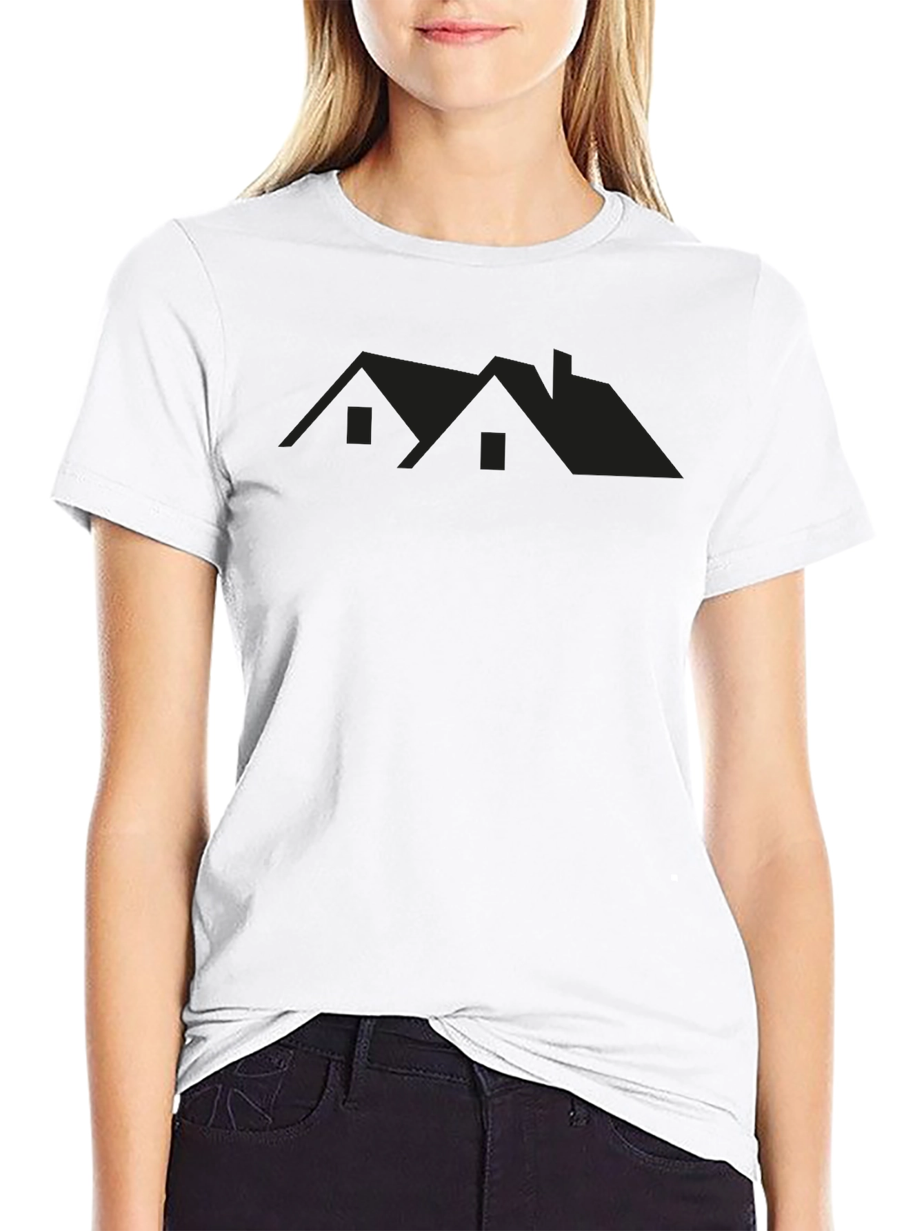 Black House Silhouette Tee - Modern Graphic T-Shirt