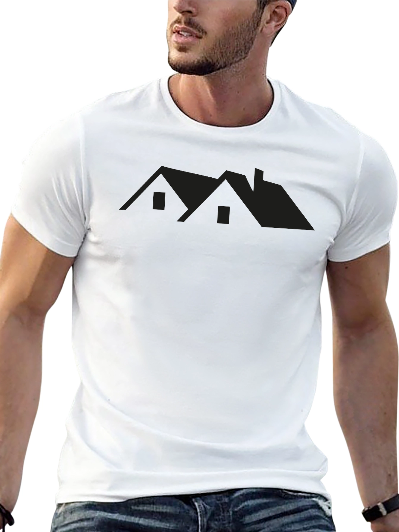 Black House Silhouette Tee - Modern Graphic T-Shirt