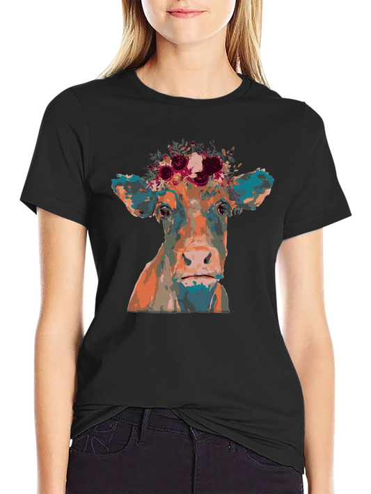 Cow Floral Crown Graphic Tee - Unisex