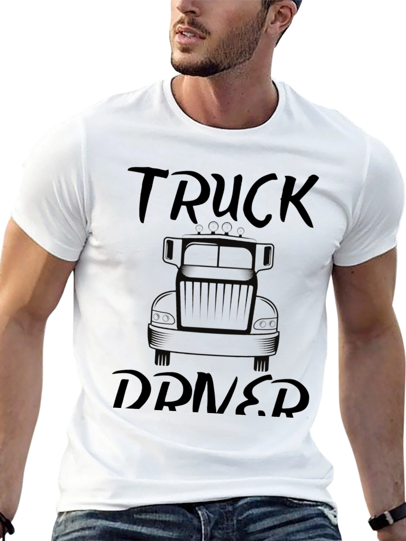 Truck Driver Graphic Tee - Black Cotton T-Shirt