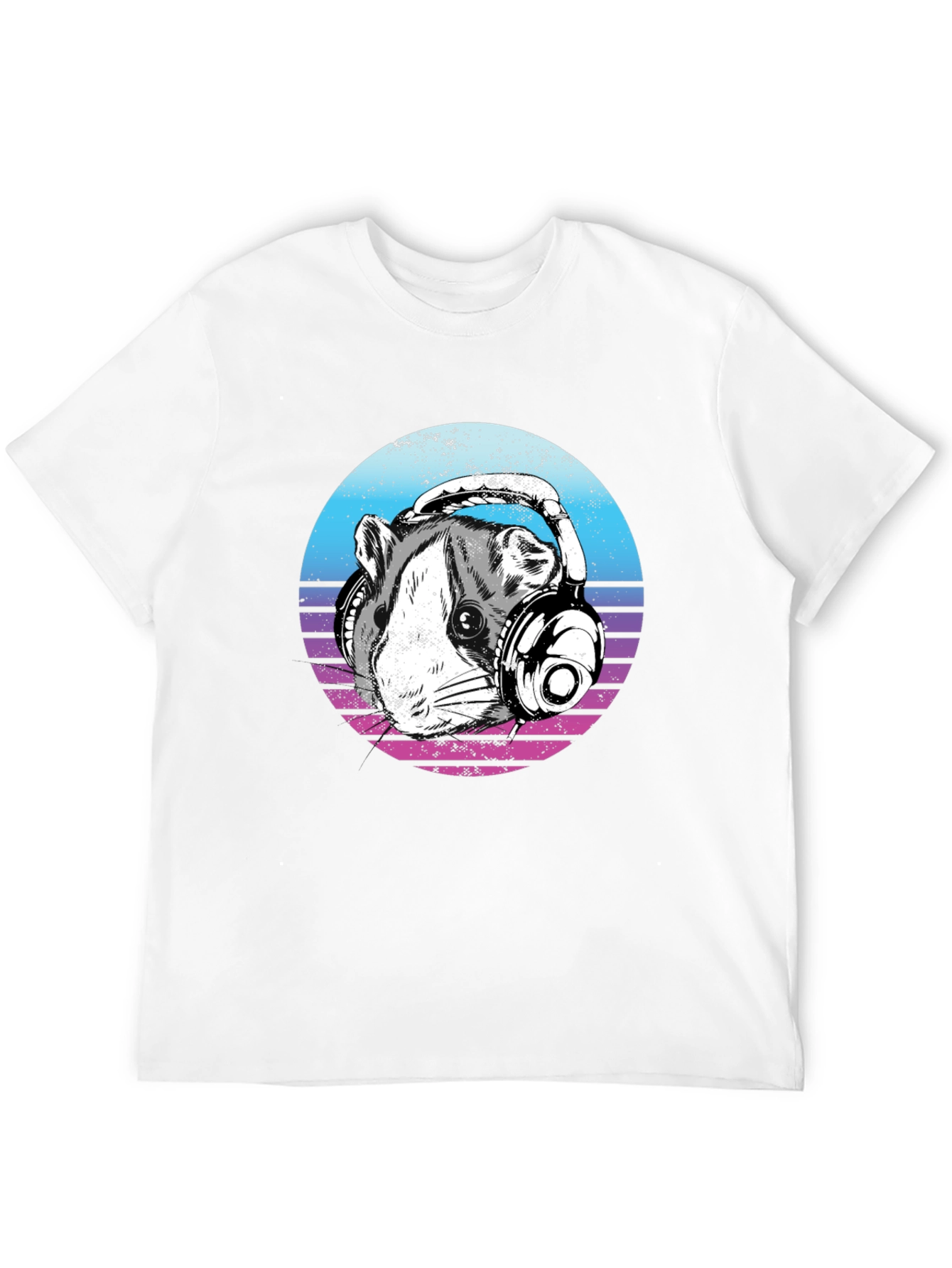 Cool Rat with Headphones Graphic T-Shirt
