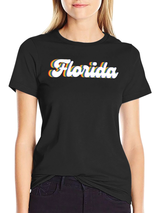 Florida Pride T-Shirt - Retro Rainbow Text Design