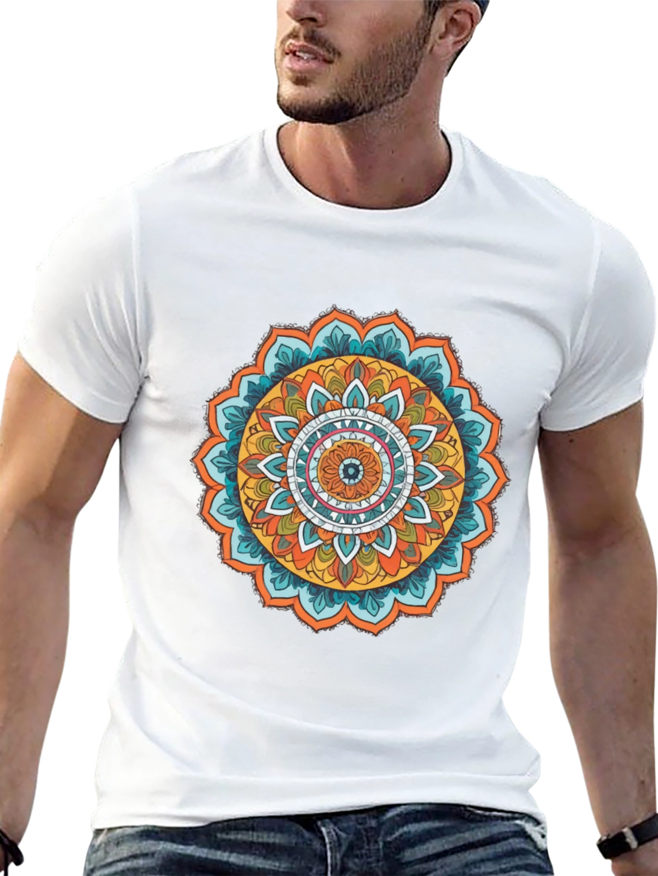 Mandala Print Black Tee