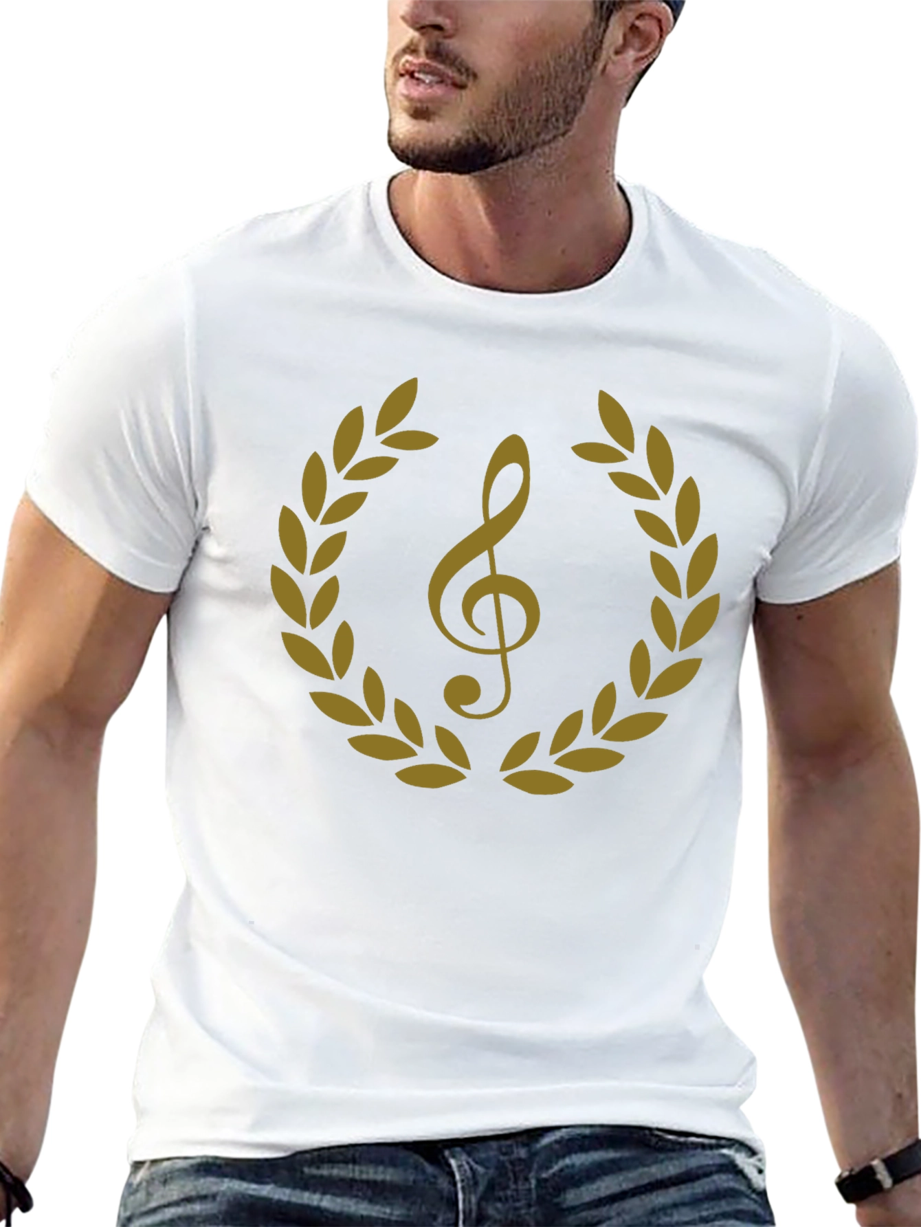 Musical Treble Clef Laurel Wreath Graphic Tee