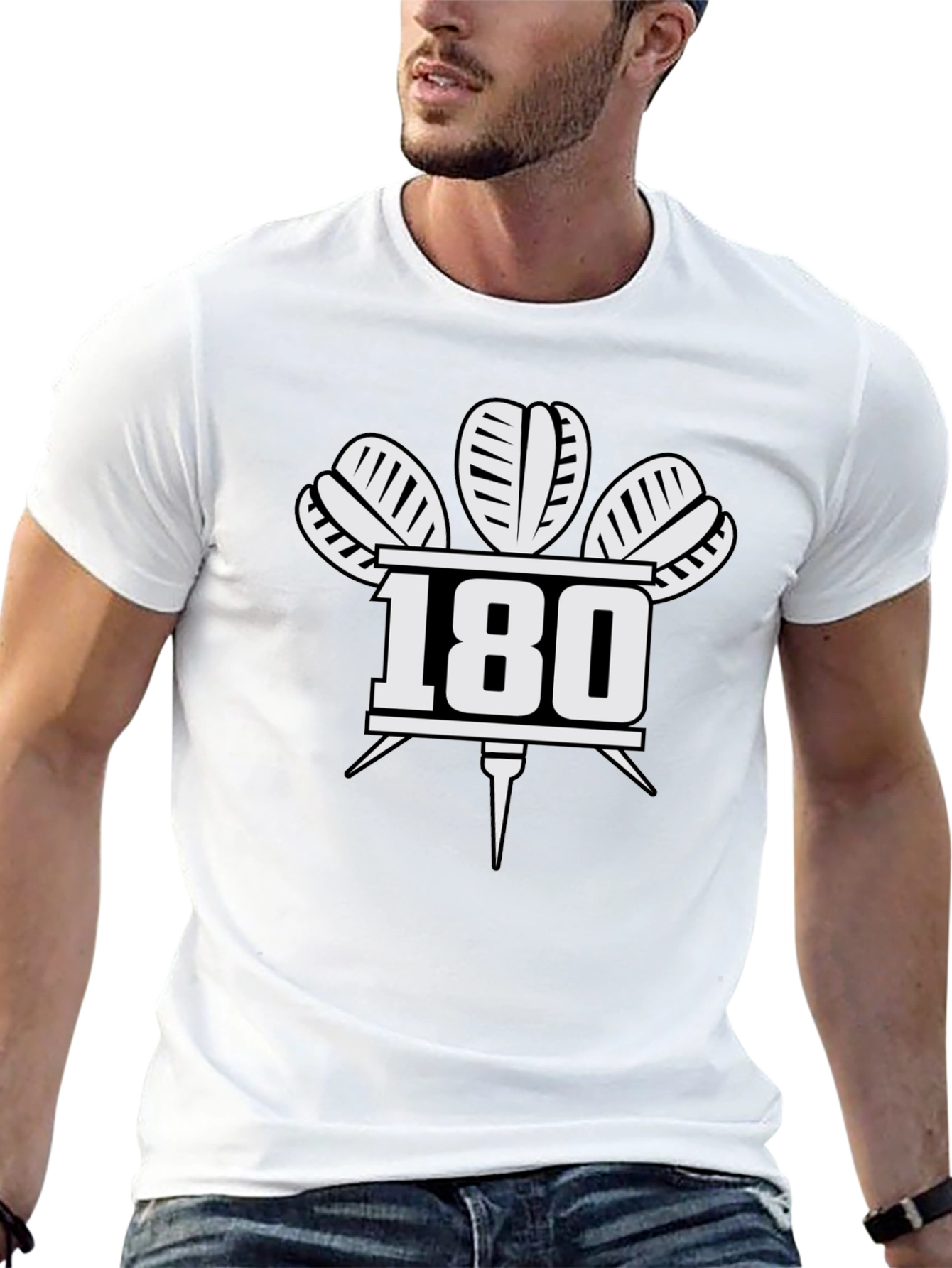 Darts 180 T-Shirt - Black Dartboard Design