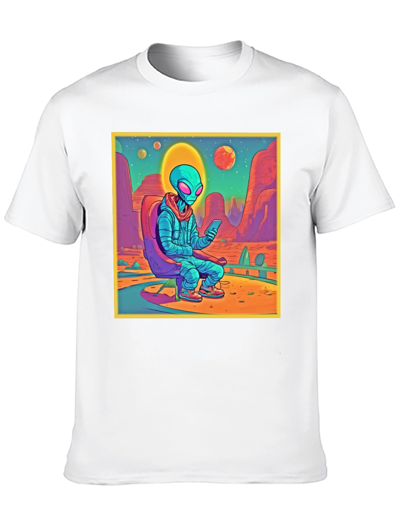 Alien Desert Scene Graphic Tee - Relaxed Style